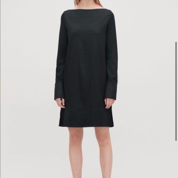 COS | Black Jersey Dress With Contrast Detail NEW - Picture 3 of 4